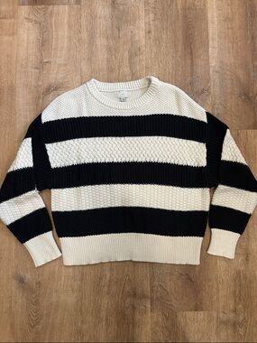 a new day Black & White Wide Stripe Crewneck Sweater